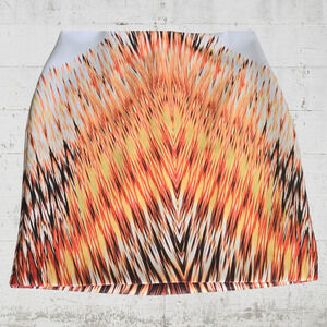 Guess White Orange Fiery Abstract Pencil Straight Mid Rise Skirt Size Medium